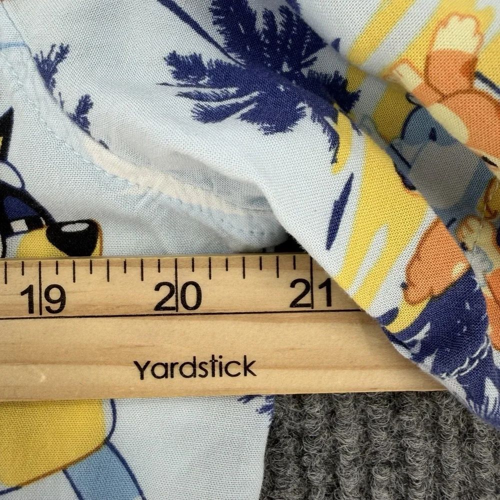 Bluey boys XXL short sleeve button up hawaiian shirt rayon cartoon tiki vacation